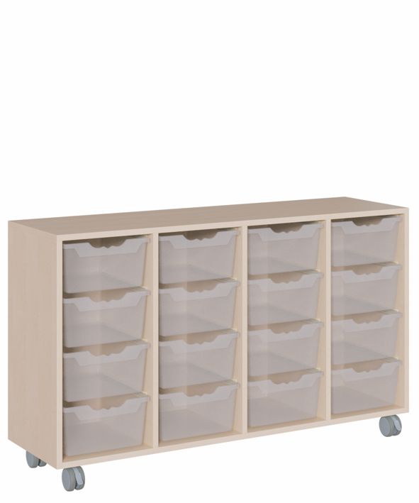 K Regal 139 x 82,5 cm, fahrbar, 16 ErgoTray Boxen L